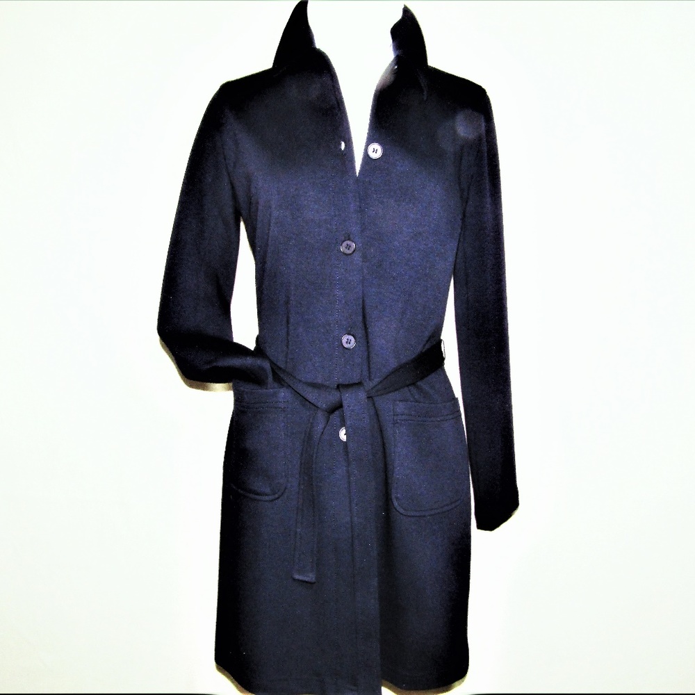 ANN TAYLOR LOFT CASUAL MID THIGH COAT DARK BLUE